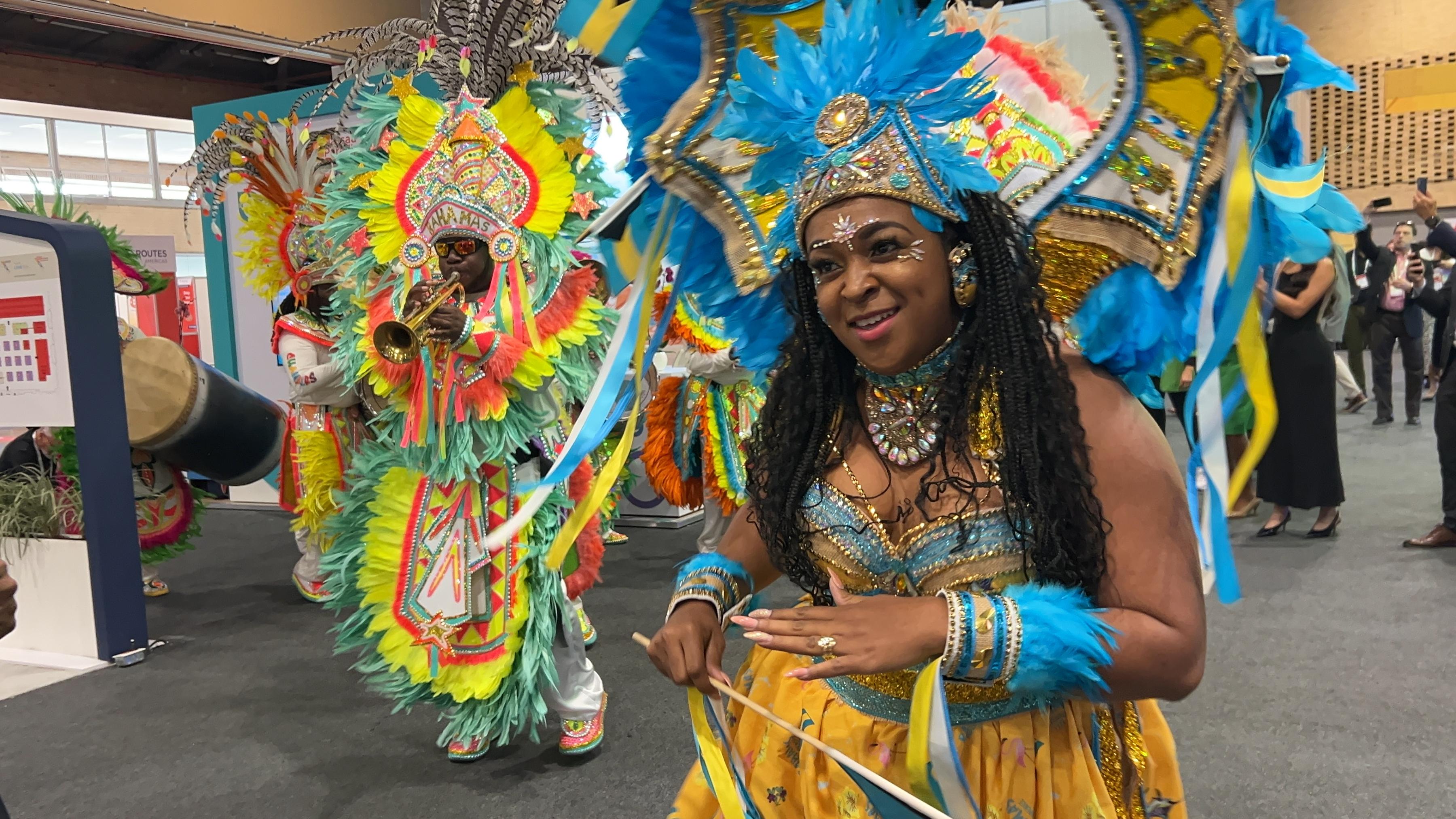 Chambers Junkanoo Group providing cultural entertainment at Routes 