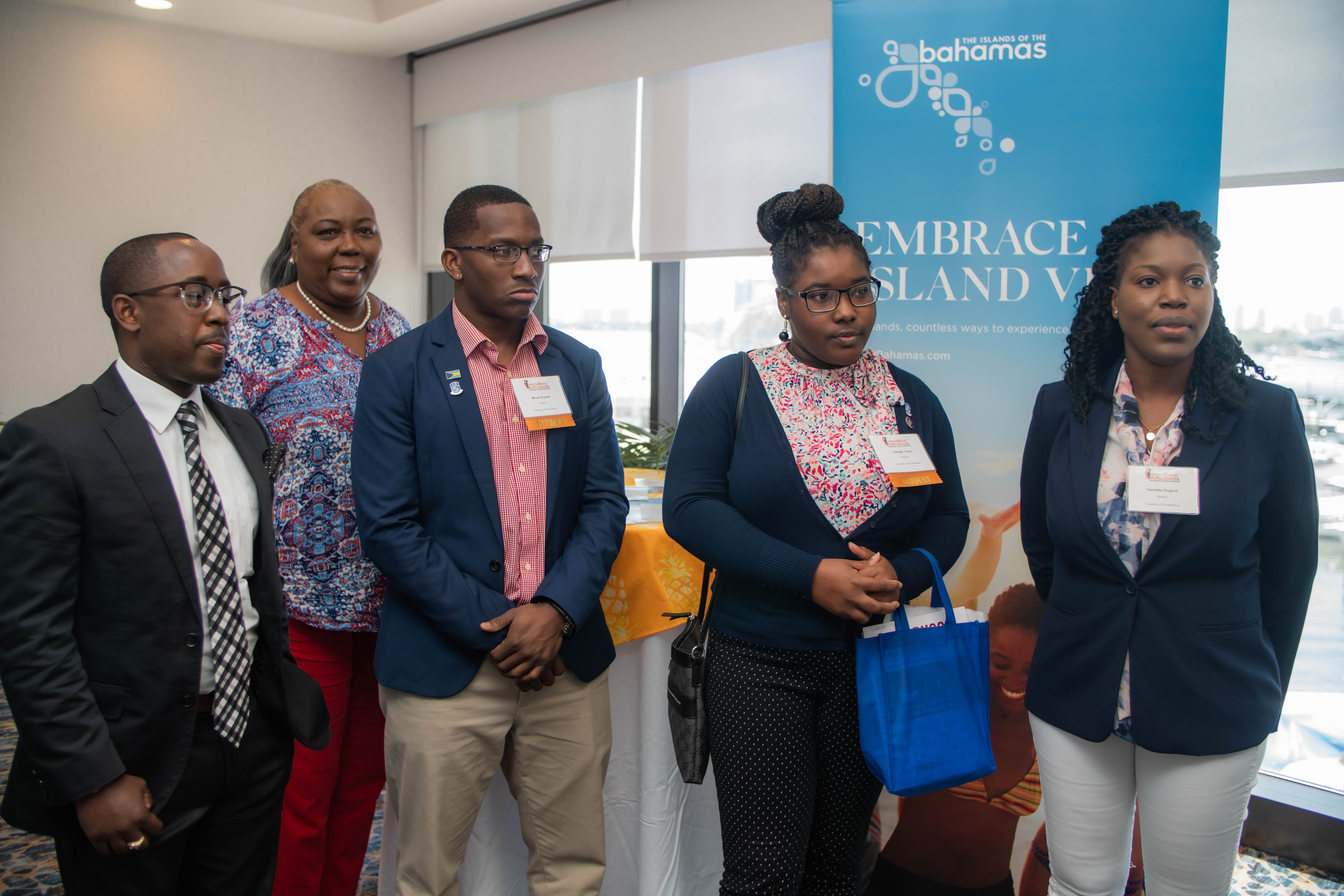 Pictured are Bahamian students who were in attendance at the recent Annual Summit and Trade Show of the National Association of Black Hotel Owners, Operators and Developers and the International Multicultural and Heritage Tourism Network in Miami, Florida