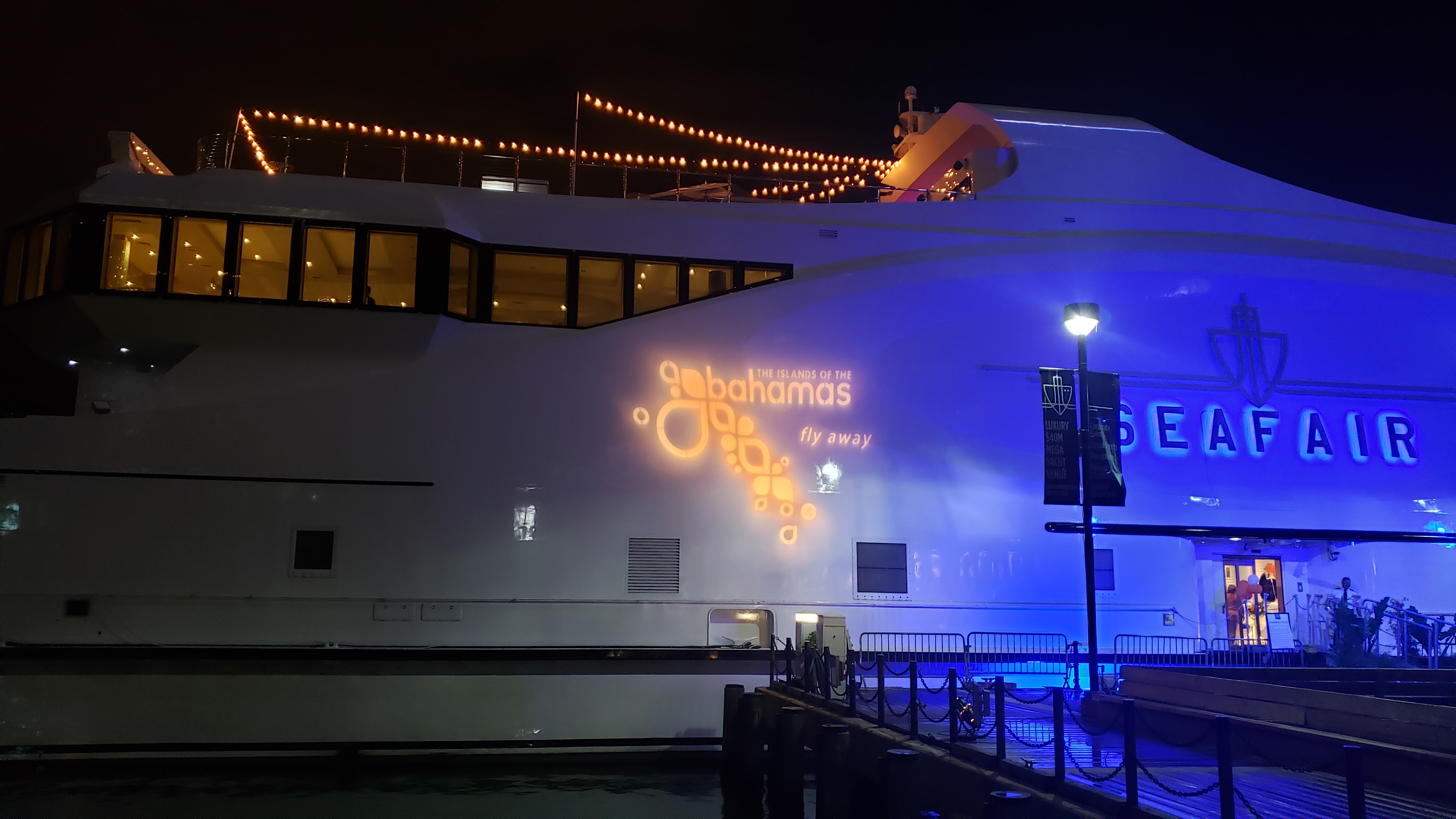 Bahamas Ministry of Tourism and Aviation Logo on Super Yacht 