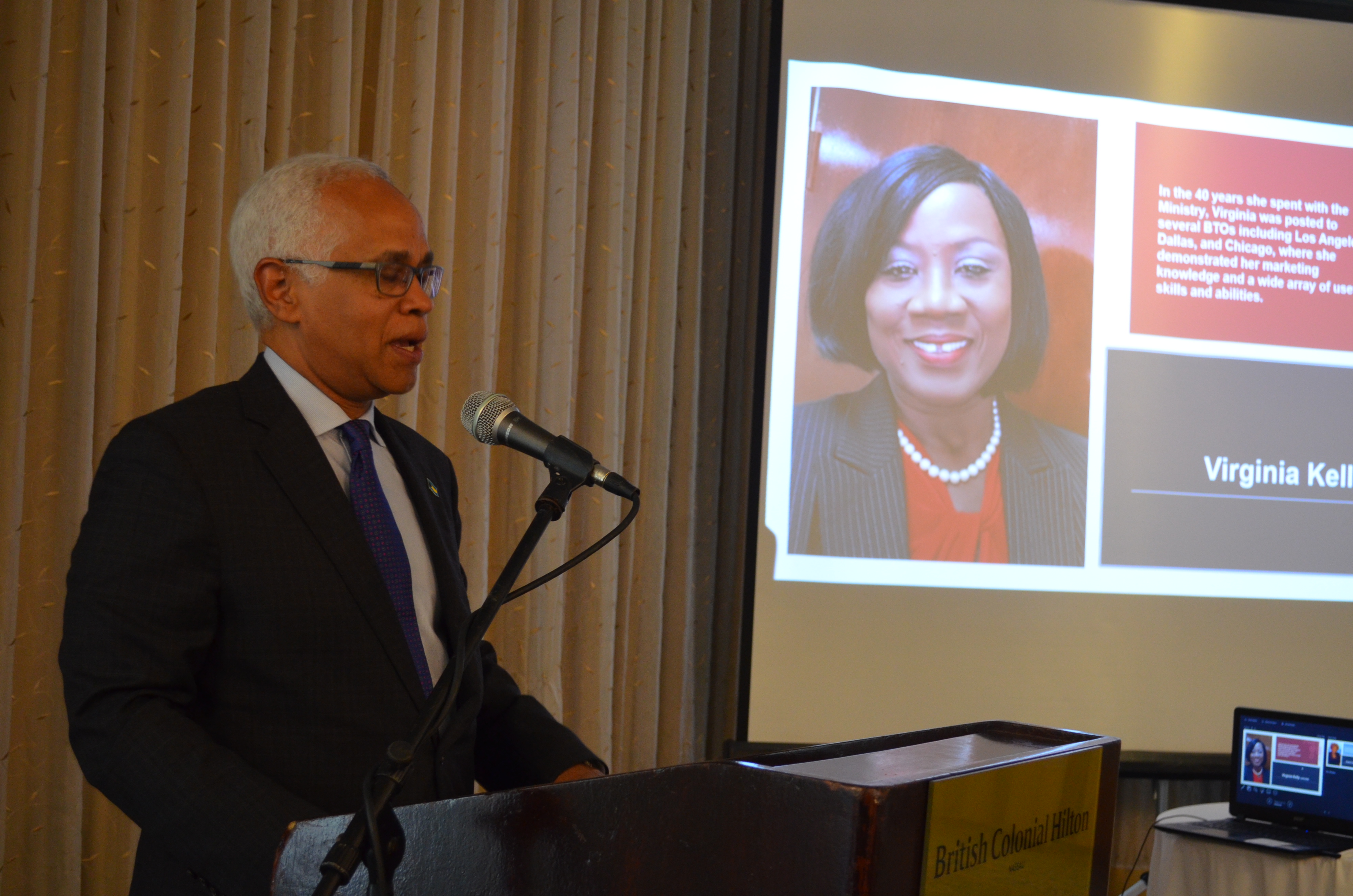 Minister of Tourism, Hon. Dionisio D'Aguilar shares farewell remarks at the ceremony and luncheon