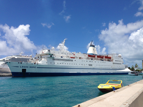 Logo Hope docked at Prince George Wharf 