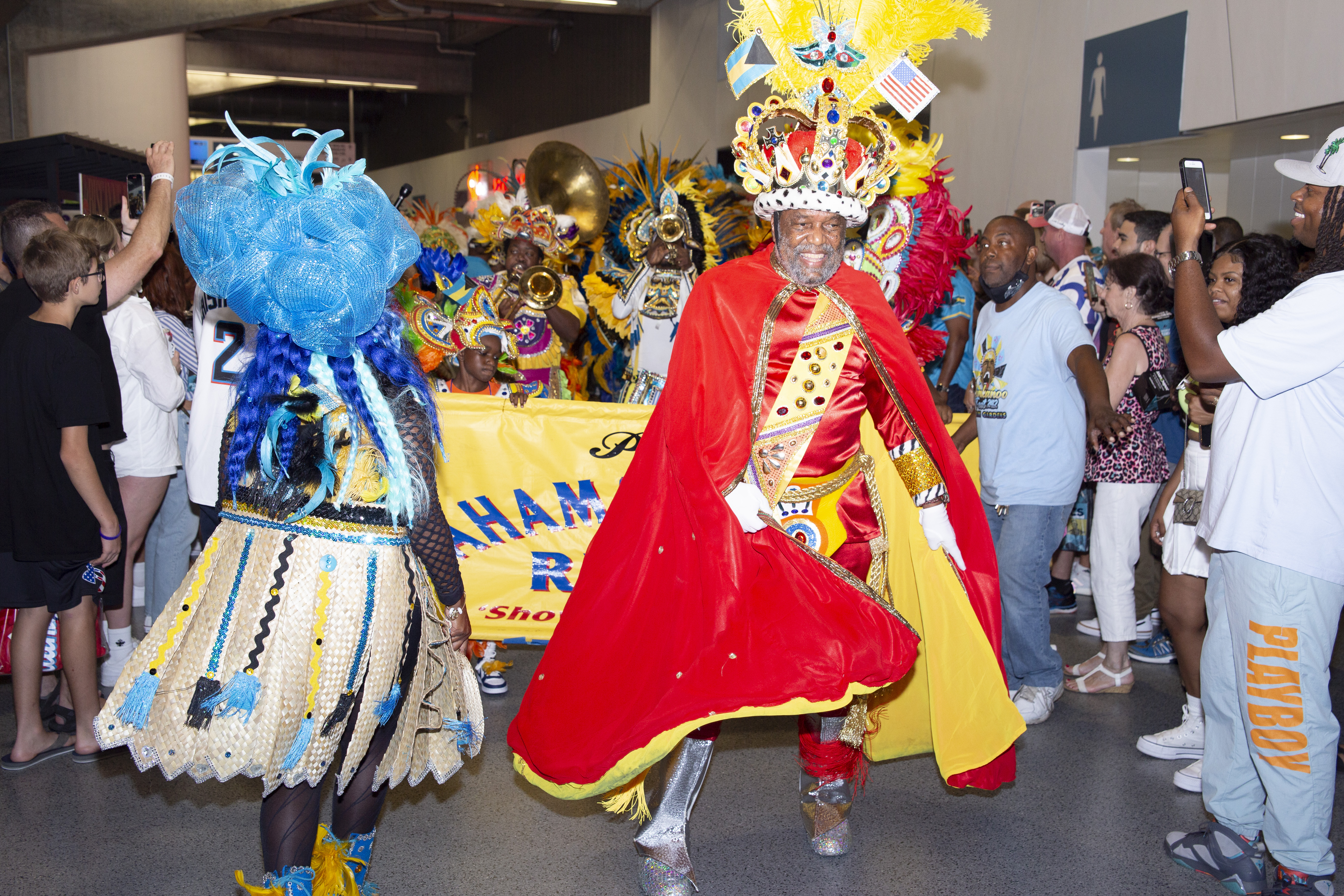 percy _vola_ francis performing during a junkanoo rushout at the marlins_mets game